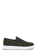 Men's Khaki Nubuck Leather Printed Sports Loafer | Derimod