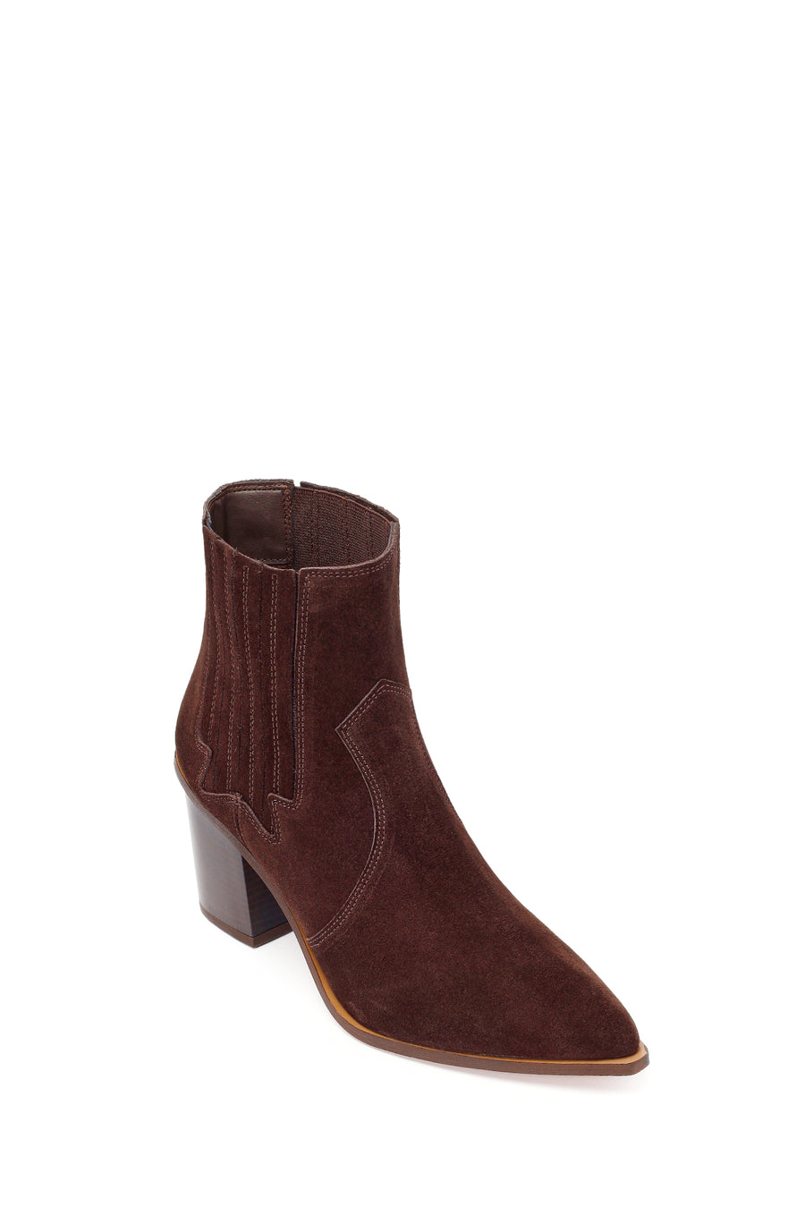 Woman Brown Chunky-Heeled Suede Cowboy Boots