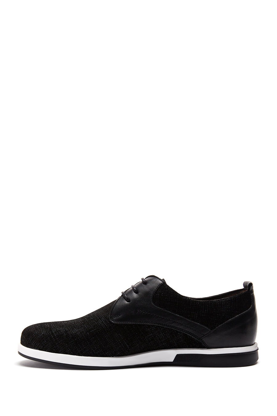 Men's Black Leather Patterned Casual Shoes