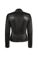 Lesi Woman Black Short Leather Jacket | Derimod