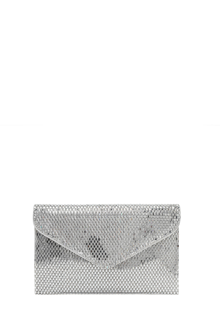 Woman Silver Chain-Strap Stone-Embellished Evening Bag