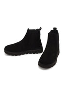 Male Black Thick-Soled Nubuck Leather Chelsea Boots | Derimod
