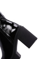 Women's Black Patent Leather Heeled Chelsea Boots | Derimod