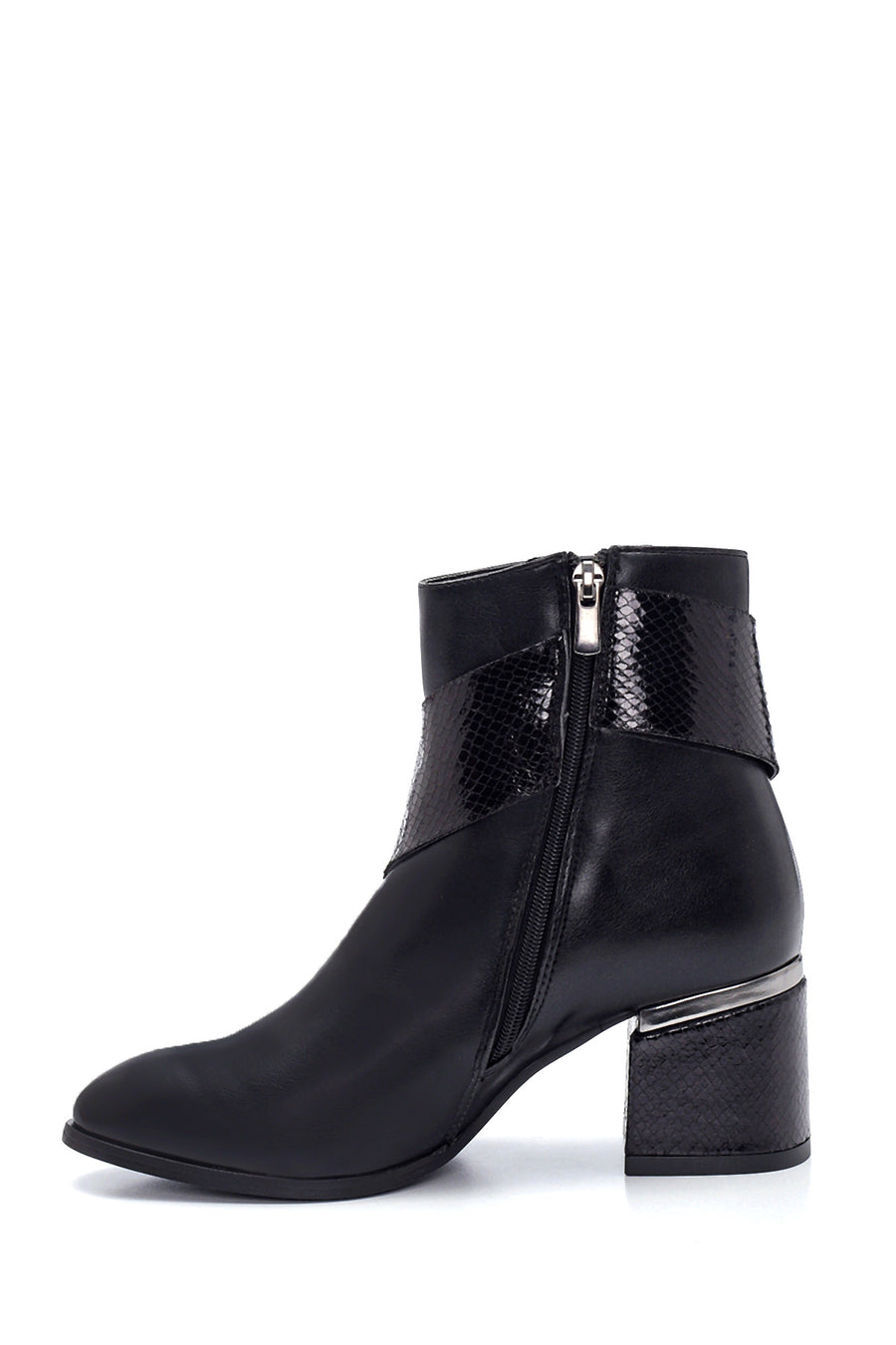 Women's Snake Patterned Mid Heel Boots 21WFD1531PV | Derimod