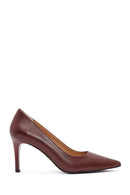 Women's Burgundy Thin Heel Leather Stiletto | Derimod