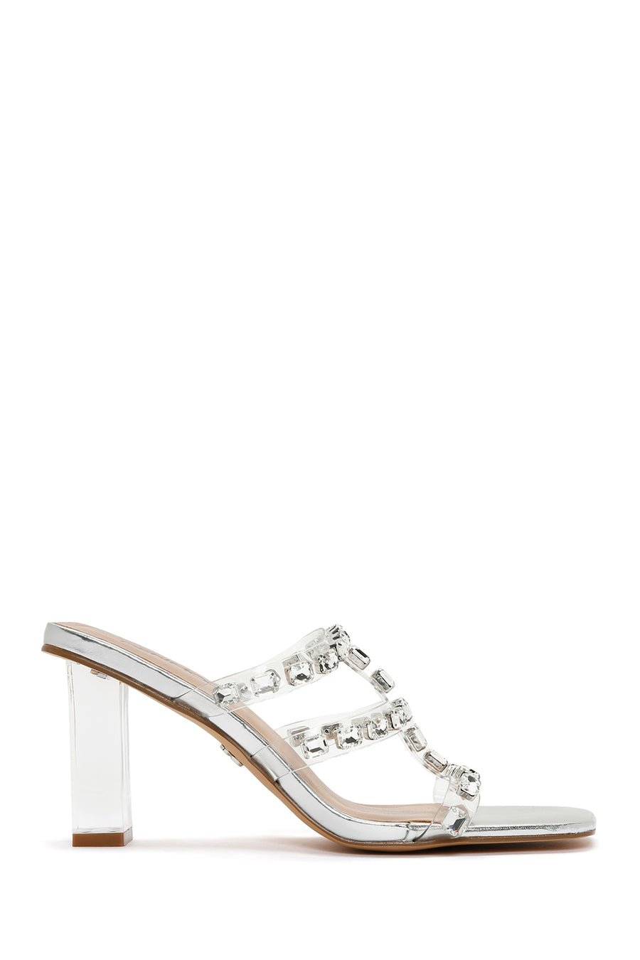 Women's Silver Transparent Thick Heeled Slippers 24SFD442614 | Derimod
