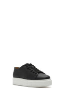 Men's Black Lace-up Thick-Sole Leather Sneaker | Derimod