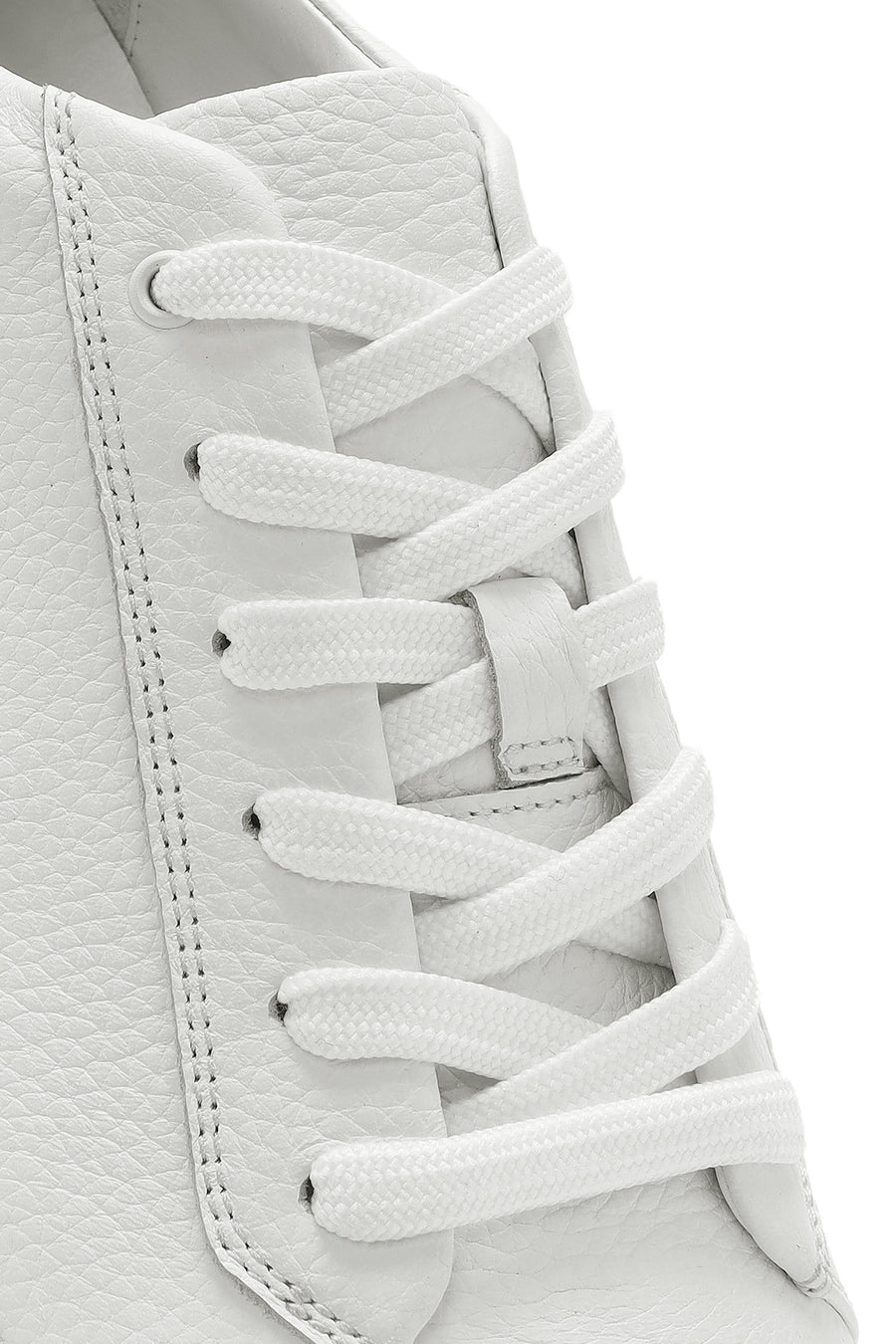 Erkek Beyaz Bağcıklı Deri Sneaker