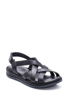 Women's Black Leather Comfort Sandals | Derimod