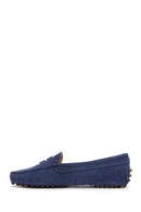 Women's Navy Blue Suede Leather Loafer | Derimod