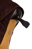 Woman Brown Heeled Suede Boots | Derimod