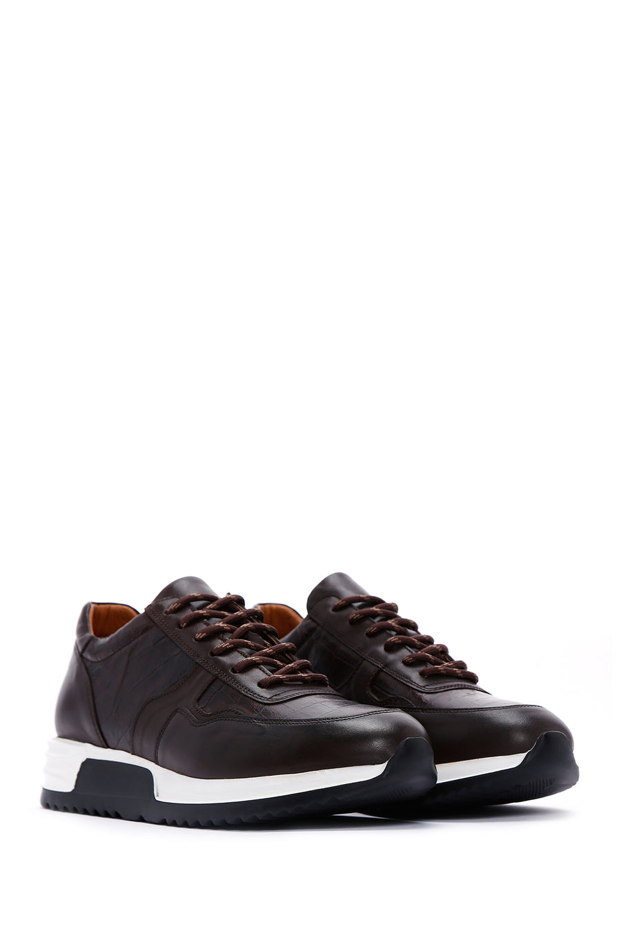 Men's Brown Lace-Up Leather Casual Sneaker