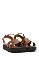 Women's Tan Ankle Strap Leather Bodrum Sandals | Derimod