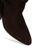 Woman Brown Chunky-Heeled Suede Cowboy Boots | Derimod