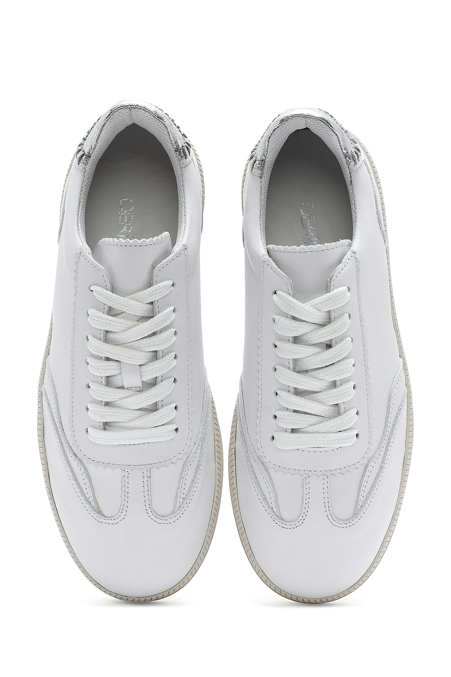 Women's White Lace-Up Leather Sneaker