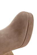 Women's Mink Thick Heeled Zippered Suede Leather Boots | Derimod