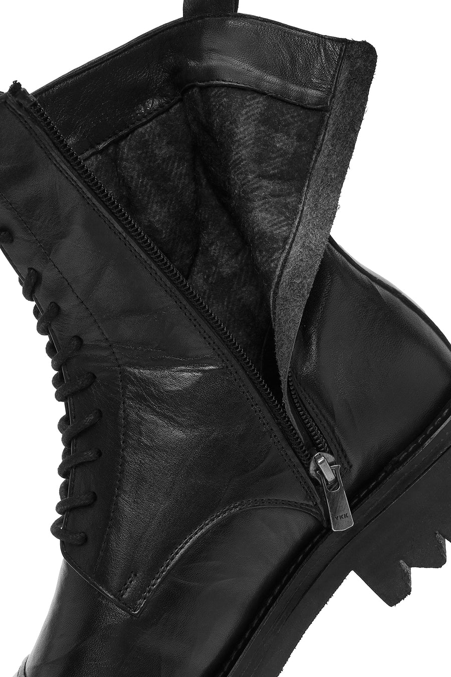 Men's Black Zippered Leather Casual Combat Boots