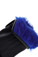 Kadın Mavi Deri Eldiven | Derimod