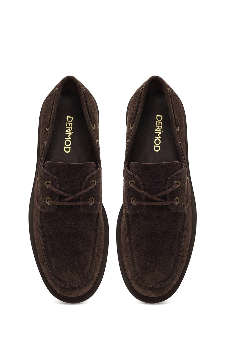 Woman Dark Mink Lace-Up Thick-Soled Suede Casual Shoes