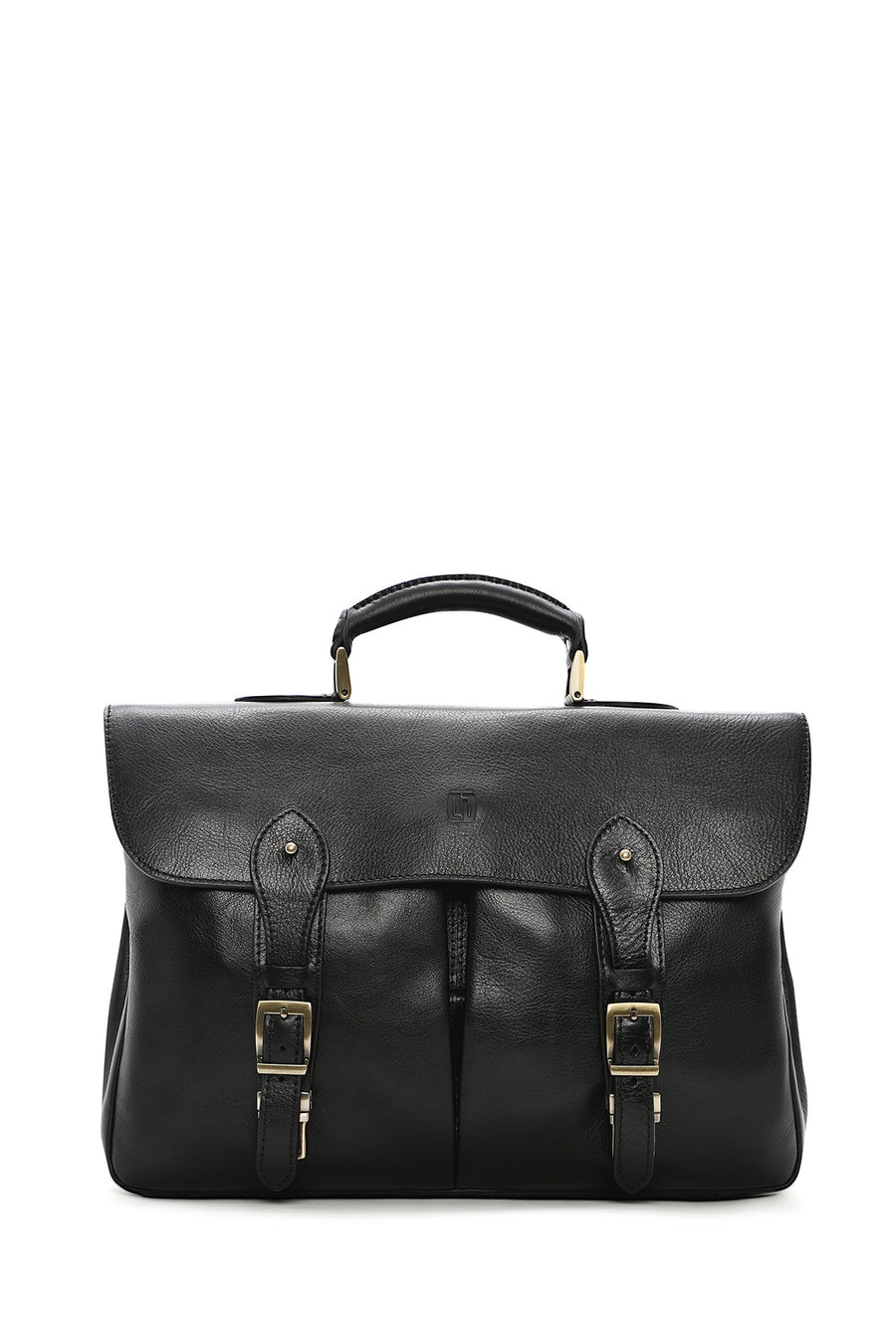 Men's Black Long Strap Leather Briefcase