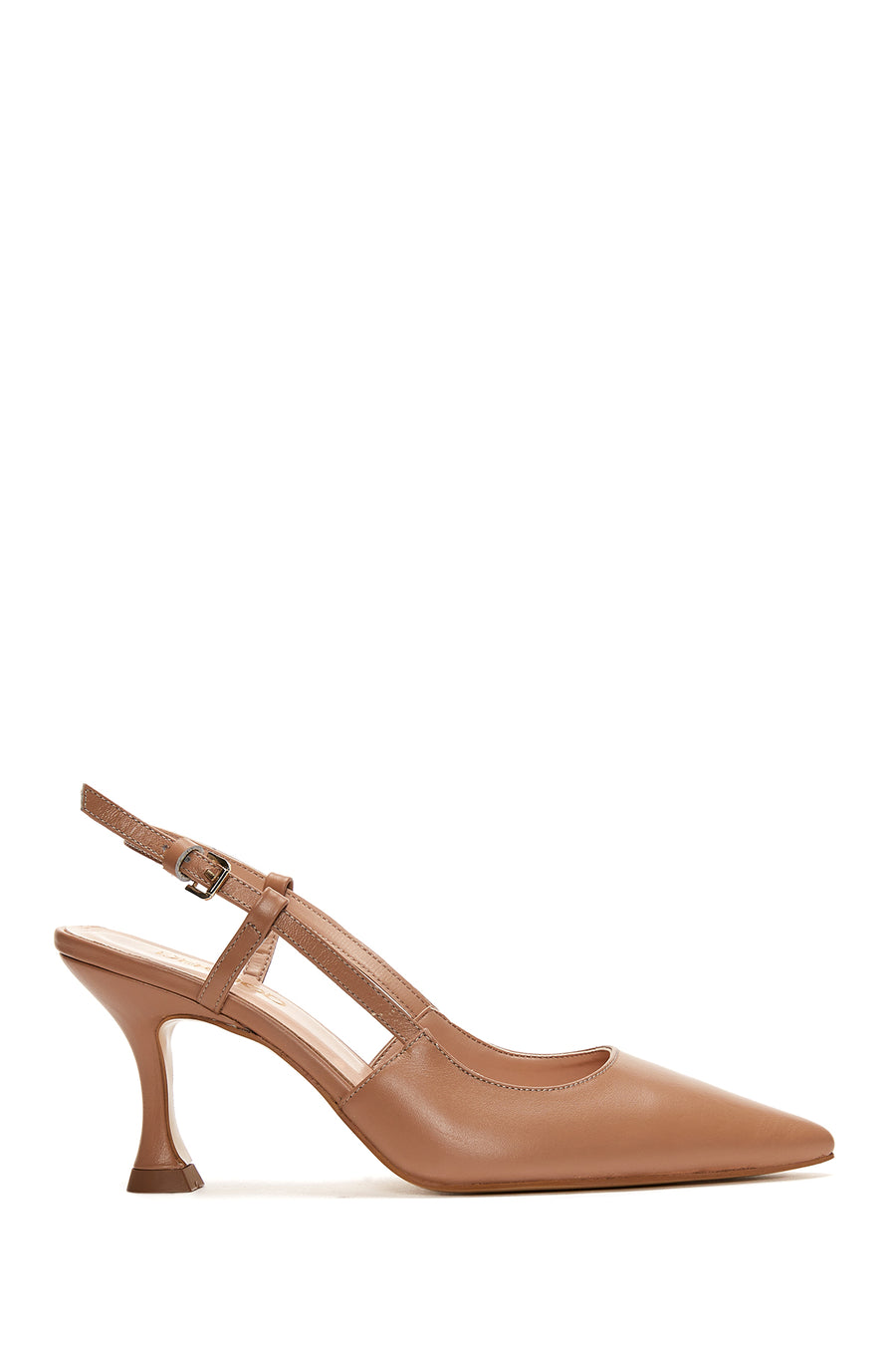 Women's Beige Leather Heeled Slingback Shoes 23SFD160618 | Derimod