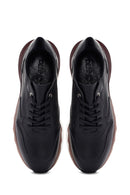 Men's Black Lace-up Thick-Sole Leather Casual Sneaker | Derimod