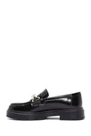 Women's Black Buckle Detailed Leather Masculine Loafer | Derimod