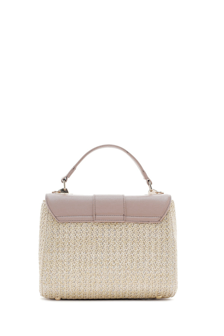 Woman Cream Long Strap Straw Underarm Bag