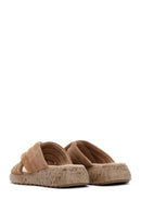 Women's Tan Suede Comfort Slippers | Derimod