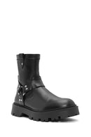 Men's Black Zippered Leather Casual Boots | Derimod