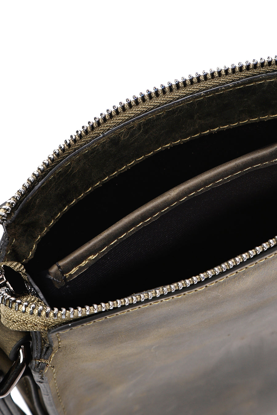 Men's Khaki Leather Messenger Bag