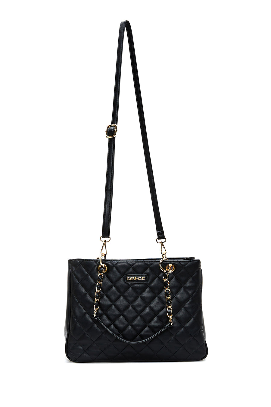 Women's Black Long Strap Quilted Shoulder Bag