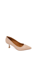 Woman Beige Thin-Heeled Leather Stiletto | Derimod