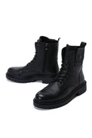 Men's Black Leather Zippered Casual Boots | Derimod