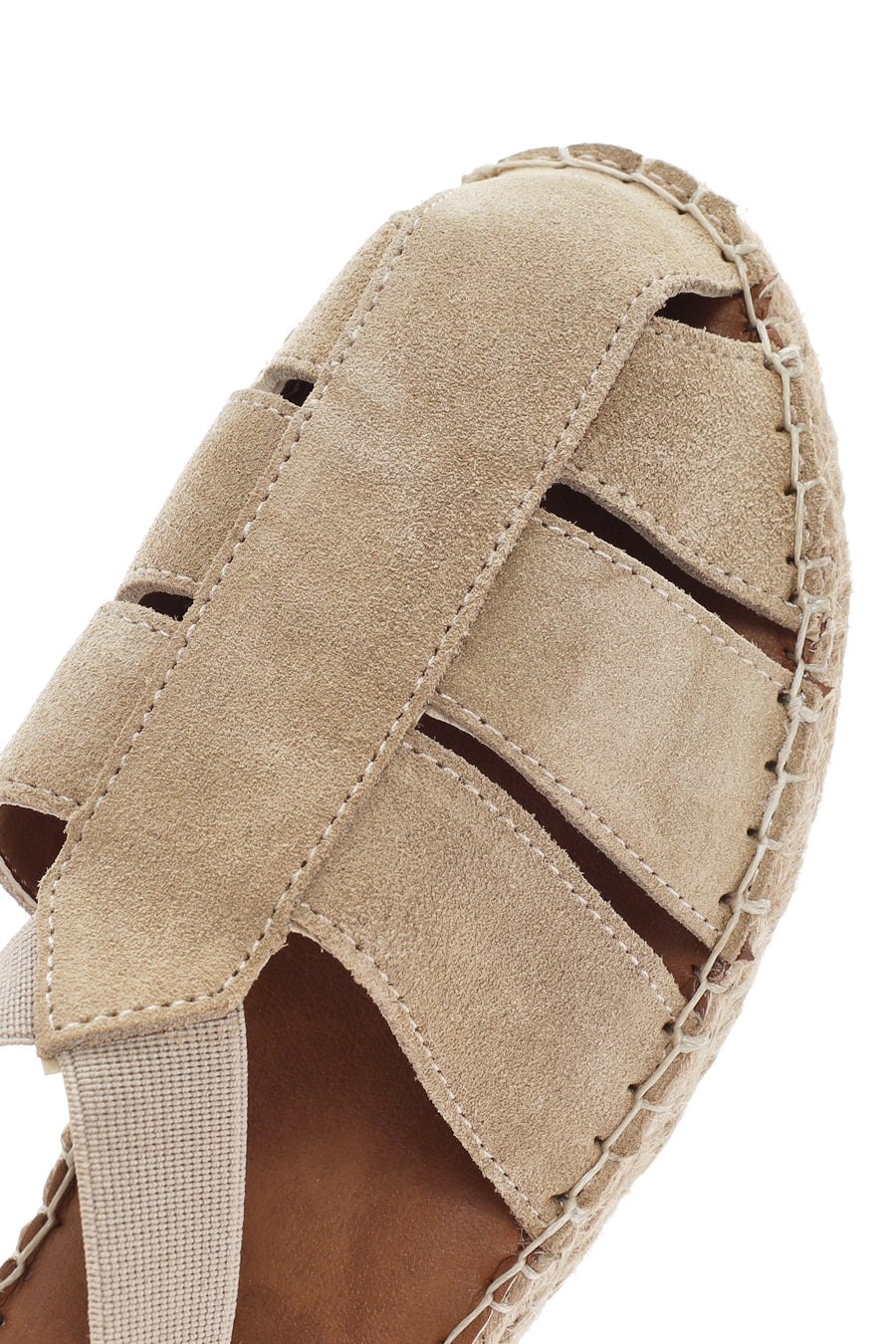 Women's Beige Suede Leather Espadrille Sandals