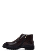 Male Brown Zip Closure Lace-Up Leather Casual Boots | Derimod