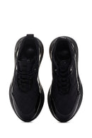 Women's Black Thick Soled Leather Sneaker | Derimod