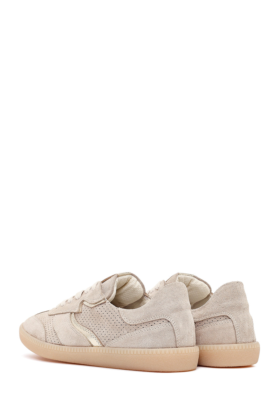 Kadın Bej Bağcıklı Süet Deri Sneaker