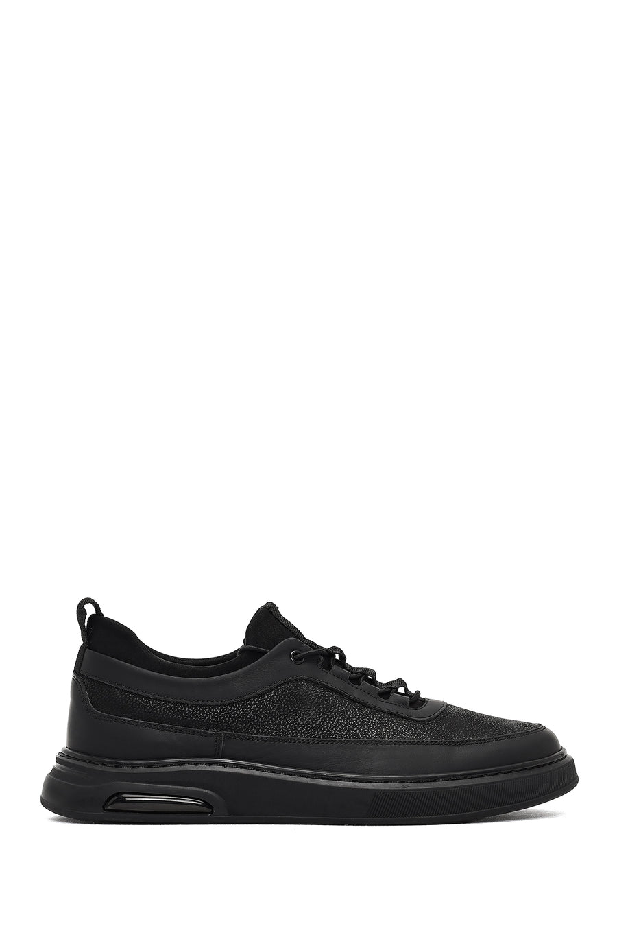 Men's Black Lace-Up Thick-Soled Leather Sneaker 25WFD642414 | Derimod