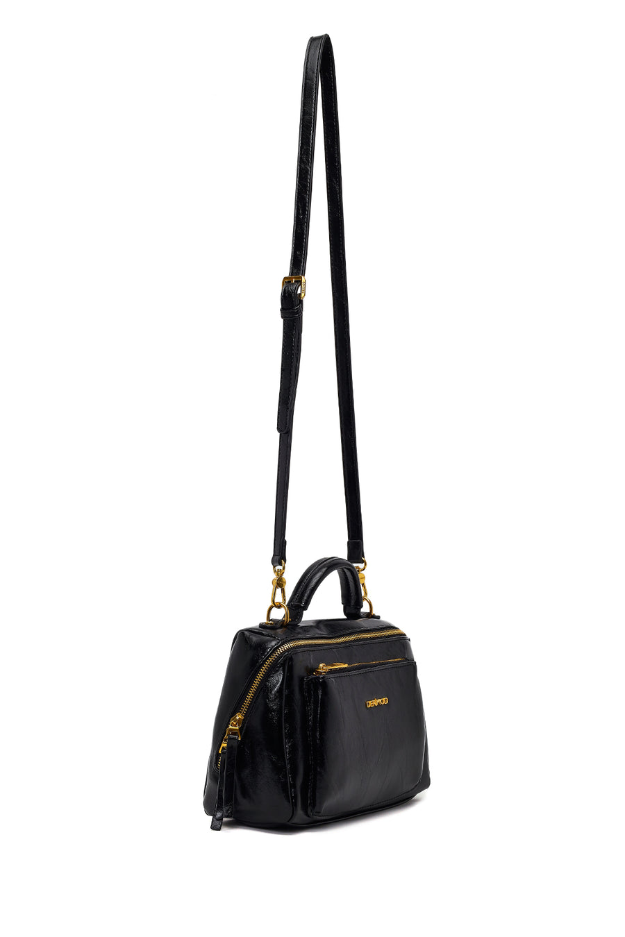 Woman Black Long-Strap Crossbody Bag