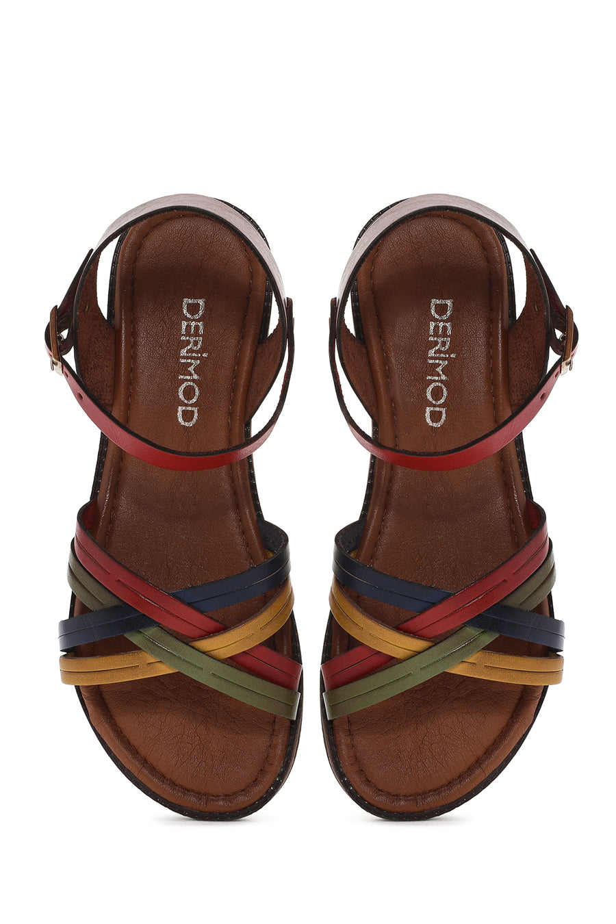 Women's Colorful Buckle Leather Bodrum Sandals