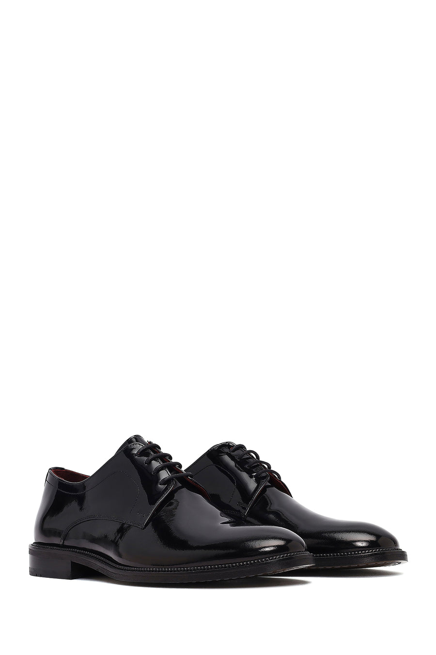 Men's Black Lace-Up Patent Leather Leather Classic Shoes