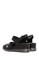 Women's Black Thick Sole Ankle Strap Leather Comfort Sandals | Derimod