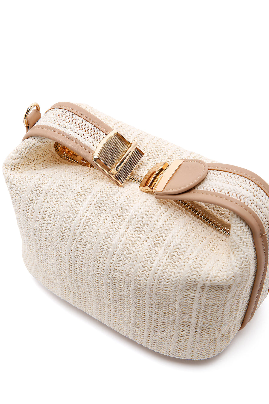 Women's Cream Long Straw Mini Handbag
