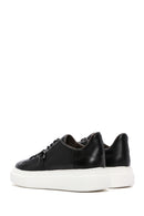 Men's Black Lace-up Thick-Sole Leather Sneaker | Derimod