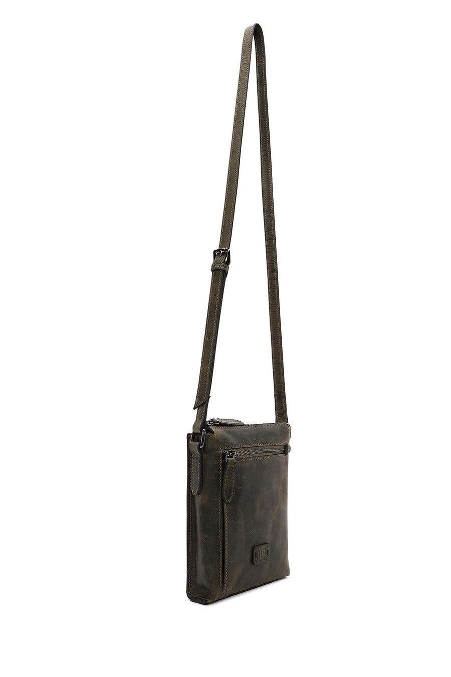 Men's Khaki Leather Messenger Bag