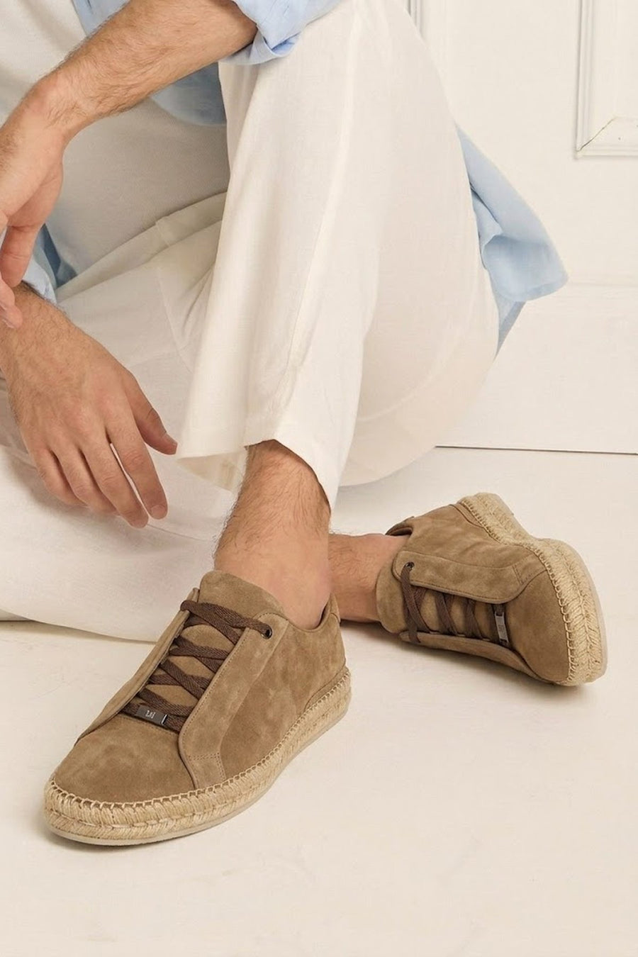 Male Beige Thick-Soled Suede Leather Sneaker