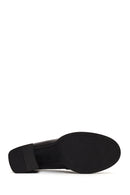 Woman Black Chunky-Heeled Leather Masculine Loafer | Derimod