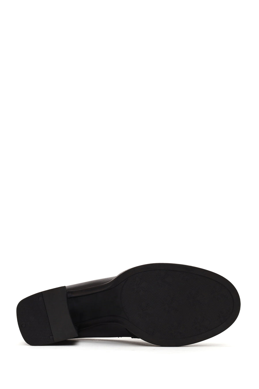 Woman Black Chunky-Heeled Leather Masculine Loafer