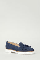 Navy Blue Nubuck Women's Leather Shoes | Derimod